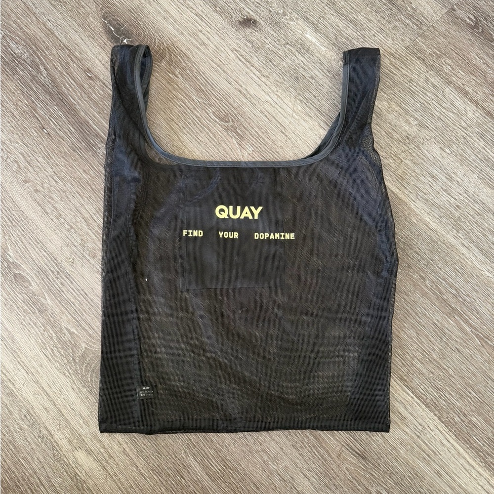 Quay Australia Black Mesh Tote with Yellow Logo